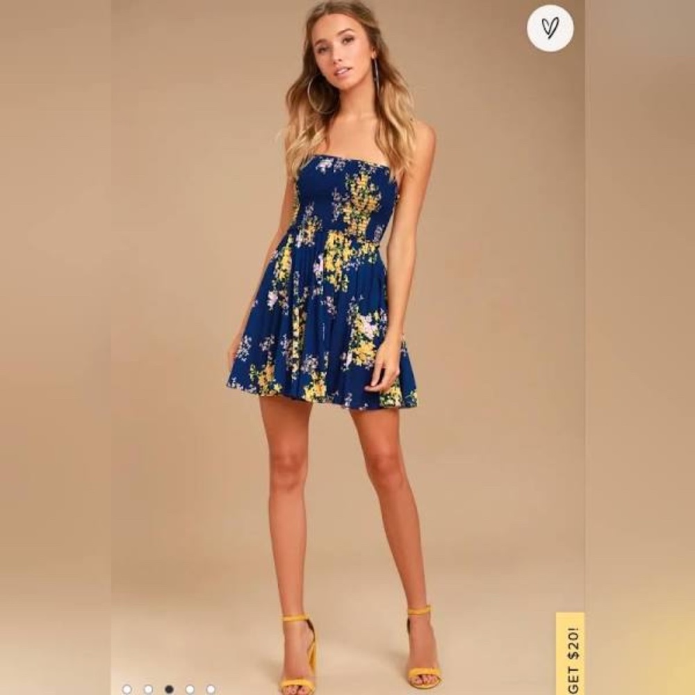 Lulus Navy Blue Floral Dress